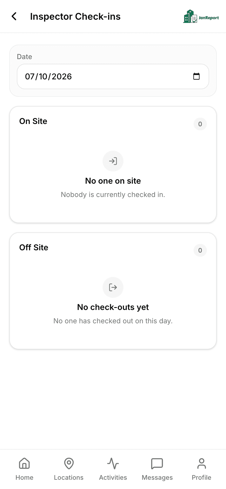 Inspector dashboard in the staff app